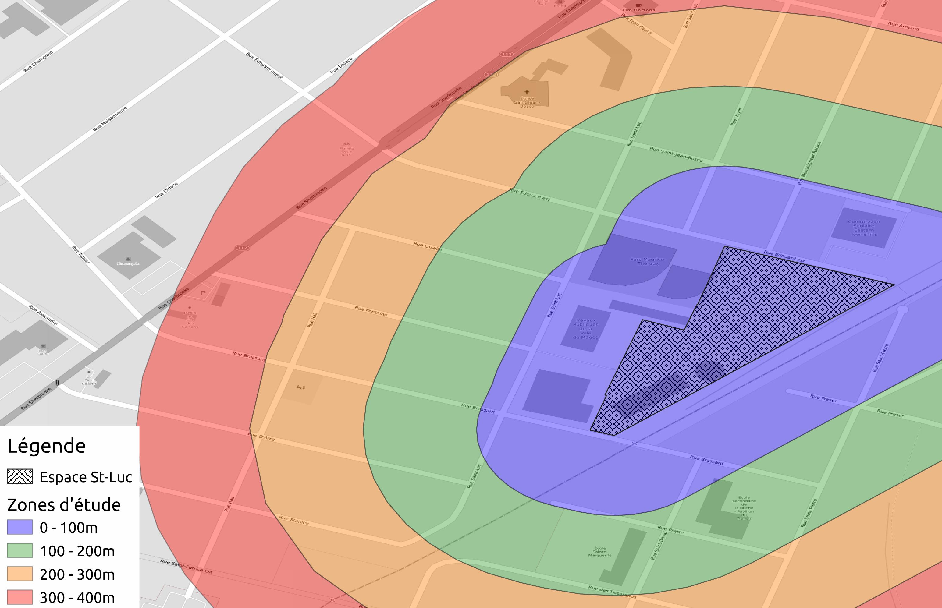Study zones for urban heat island